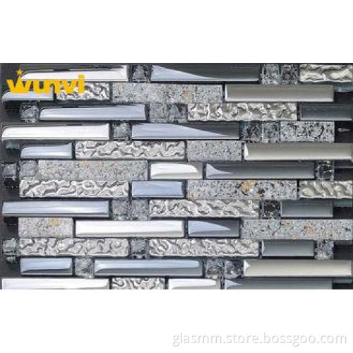 Anti - Oxidation Mesh Mounted Brushed Aluminium Mosaic Tile